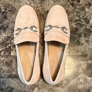 Stuart Weitzman Cream Loafers with Silver Accents
